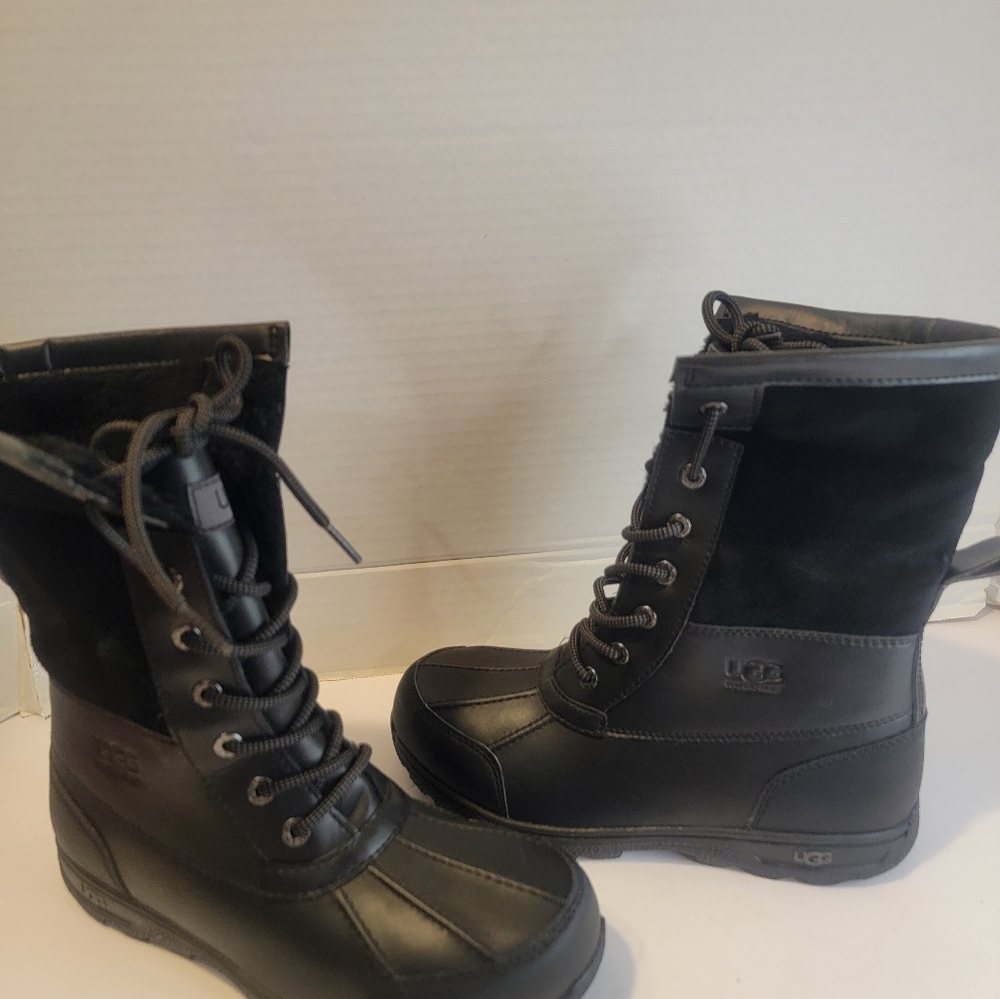 KIDS UGG BUTTE II CWR BLACK SUEDE WATERPROOF DUCK BOOT SZ6 - Picture 2 of 13